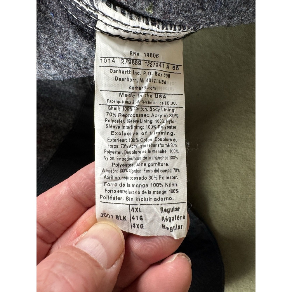 Carhartt J001 BLK Detroit Jacket USA Made Blanket Lined Workwear 4XL - Picture 16 of 16
